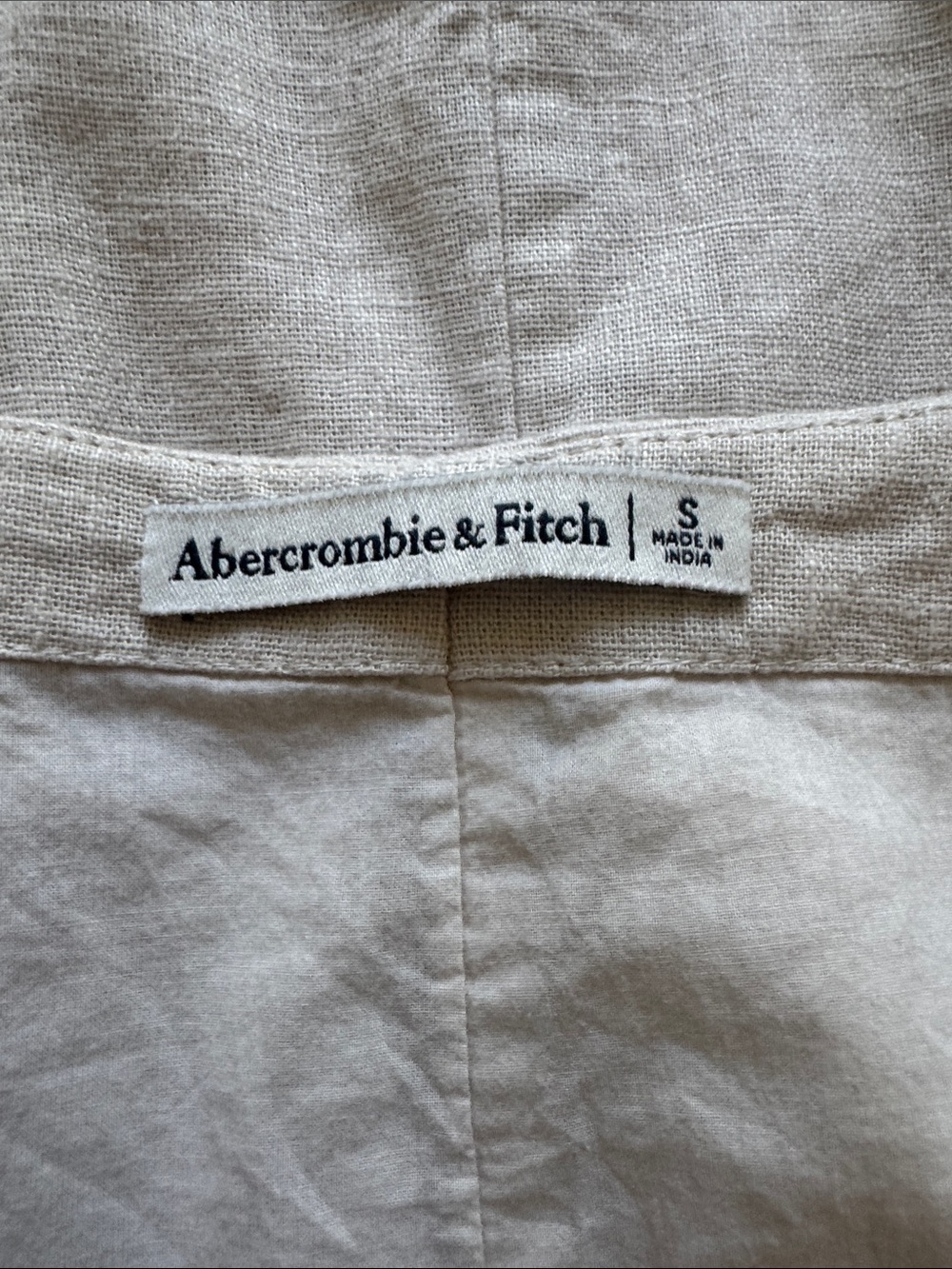 Abercrombie & Fitch Cream Square-Neck Linen Mini - Picture 6 of 7